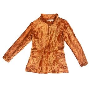 Free People Crushed Velvet Orange Blazer/Jacket Sz S